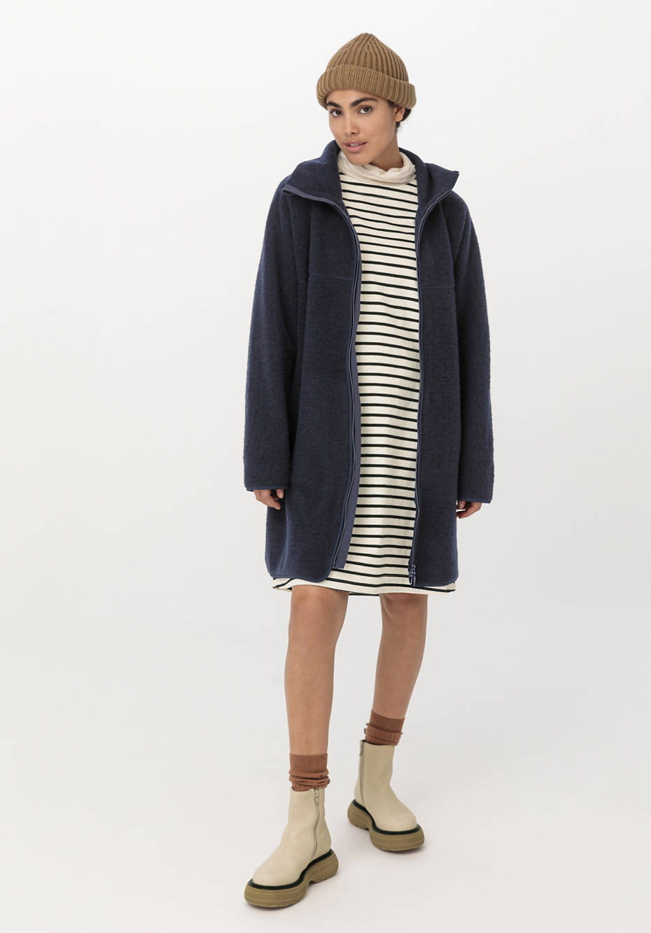 Wollfleece Mantel aus reiner Bio-Merinowolle