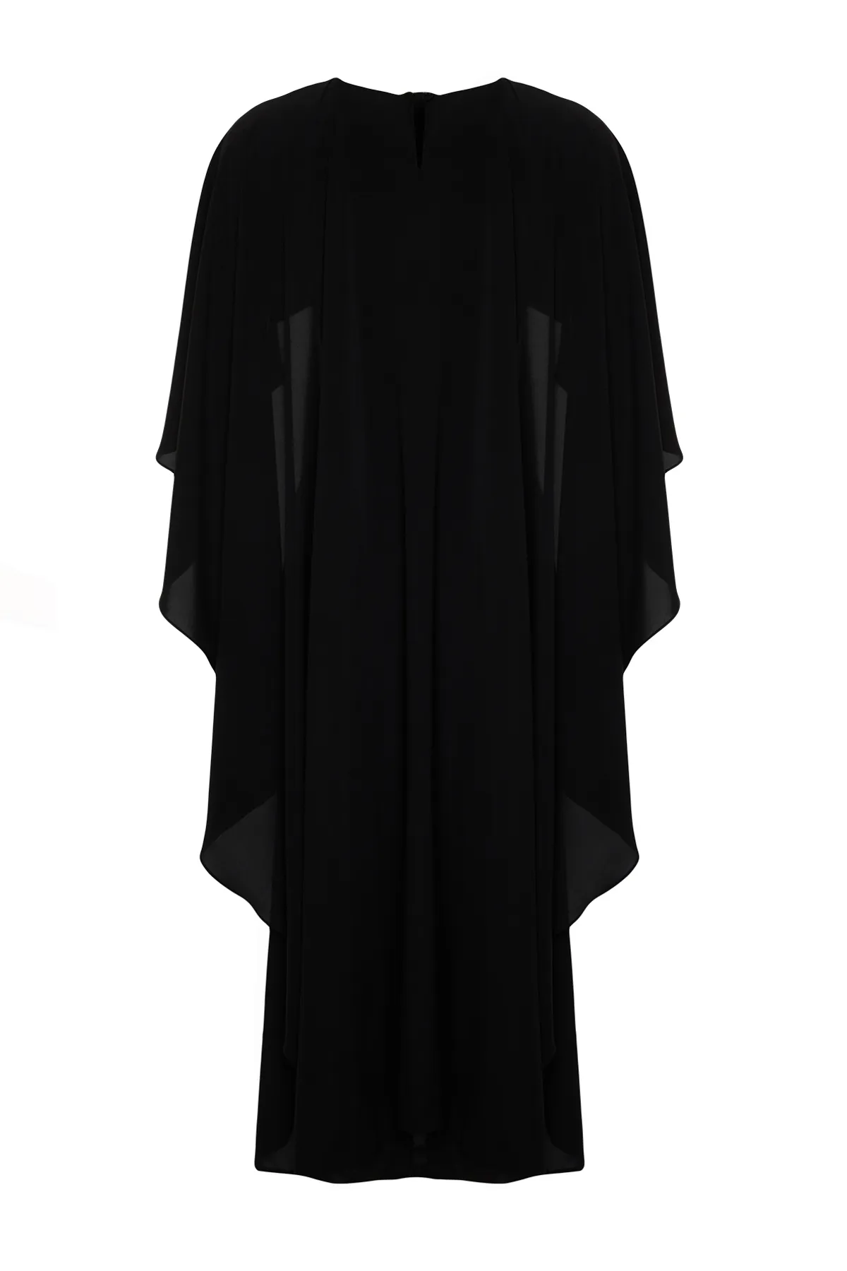 Trendyol Modest  Schwarzes, stilvolles, gewebtes Abendkleid mit Cape-Gürtel und Detail TCTSS24DB00003