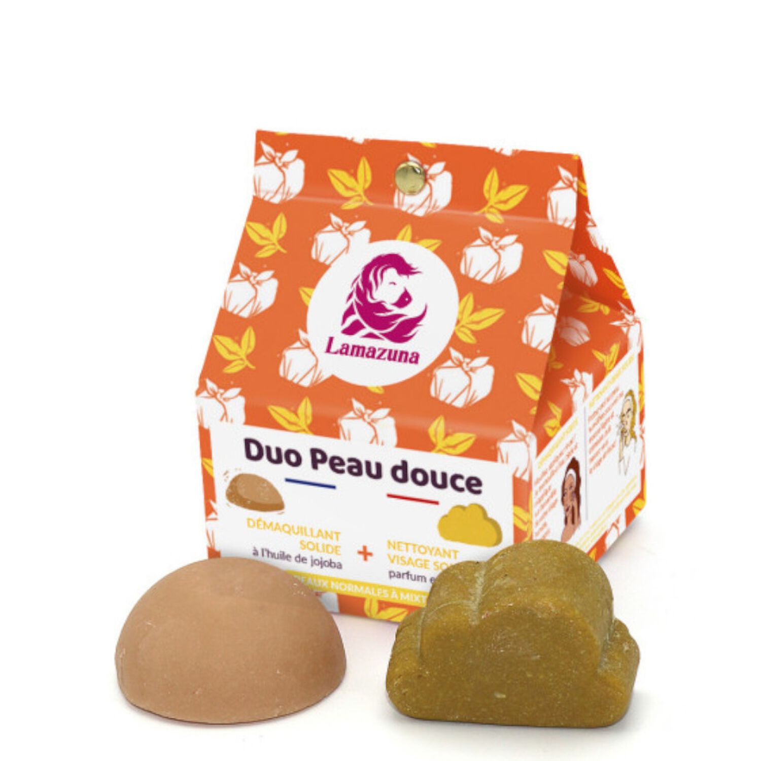 Lamazuna Duo Peau Douce Démaquillant et Nettoyant Visage solide
