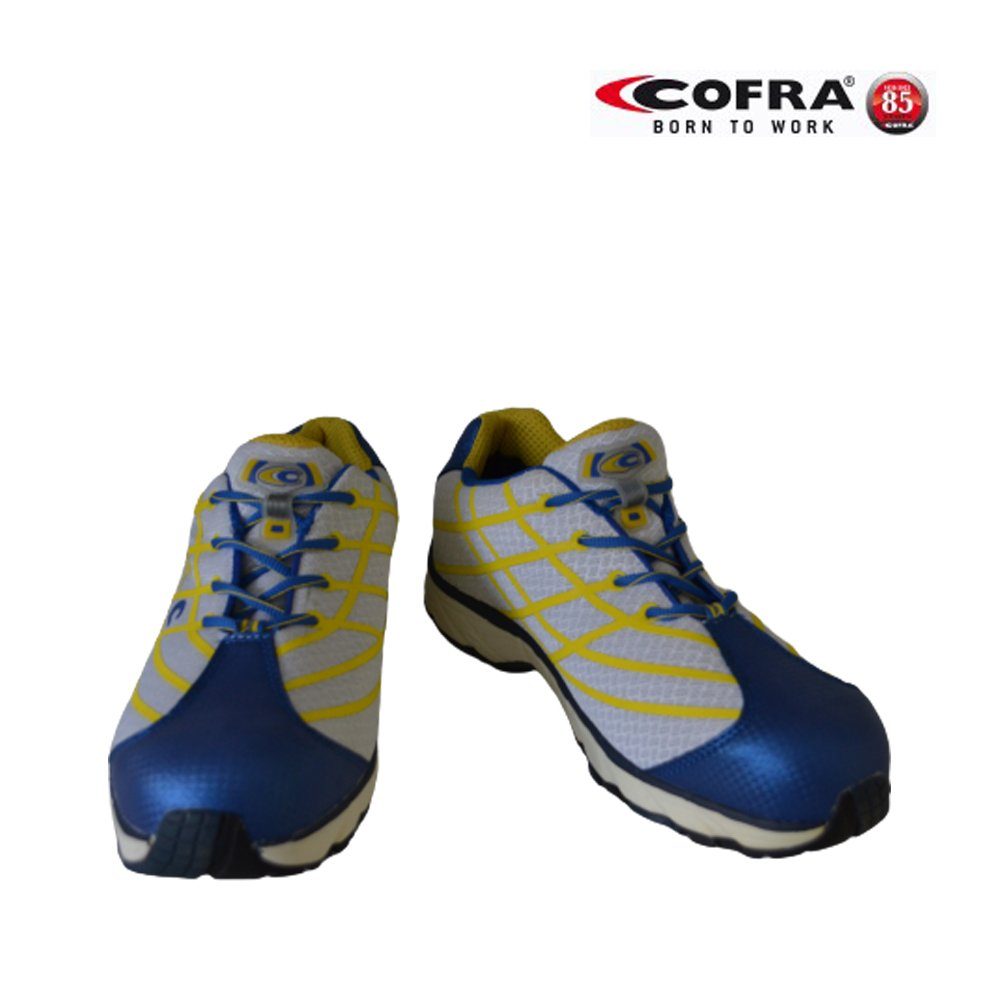 Cofra Sicherheitsschuhe NEW ALIEN WHITE S1 P SRC Sicherheitsschuh (Set, 2-tlg., 1 Paar Sicherheitsschuhe + 2 Paar Arbeitshandschuhe (Größe 9 + 10) KAPPE: Stahlkappe mit 200 J Zehenschutz, Schuhweite: 11 Mondopoint