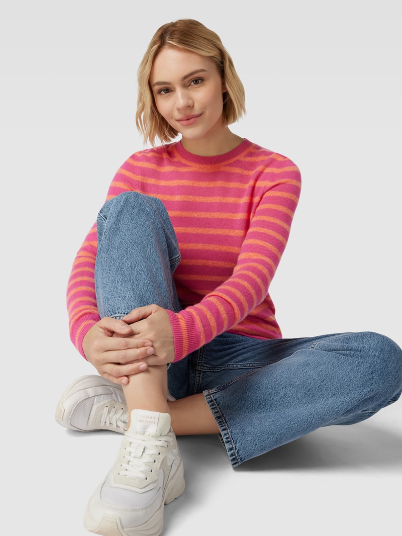 Kaschmirpullover mit Streifenmuster in pink