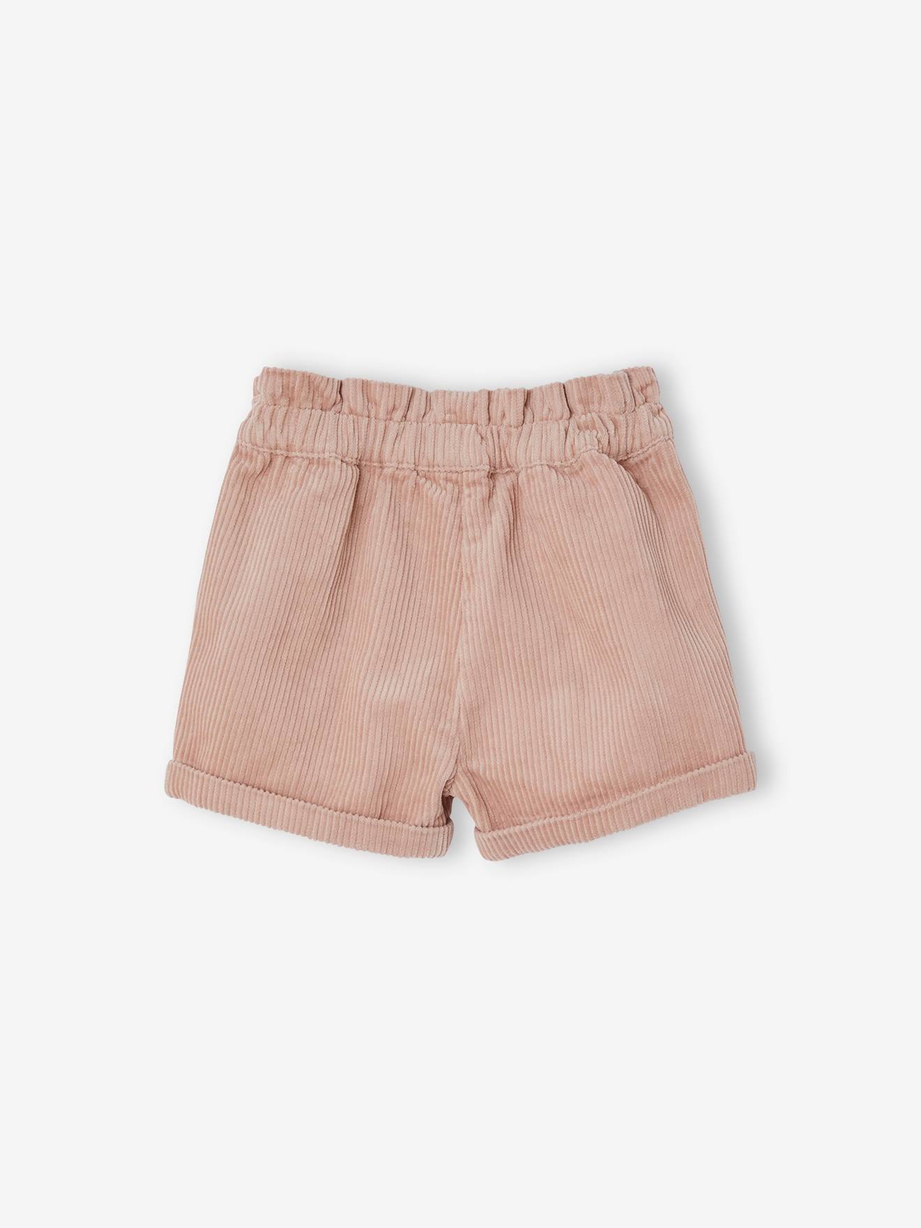 Short en velours côtelé bébé fille rose poudré
