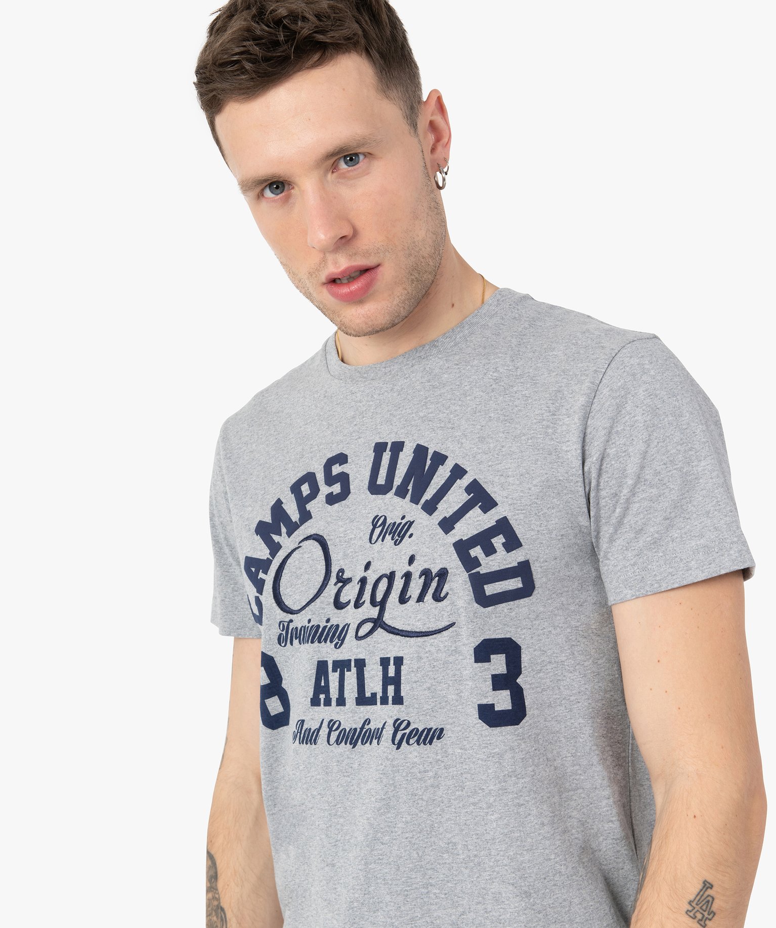Tee-shirt homme avec inscription XXL - Camps United gris | GEMO
