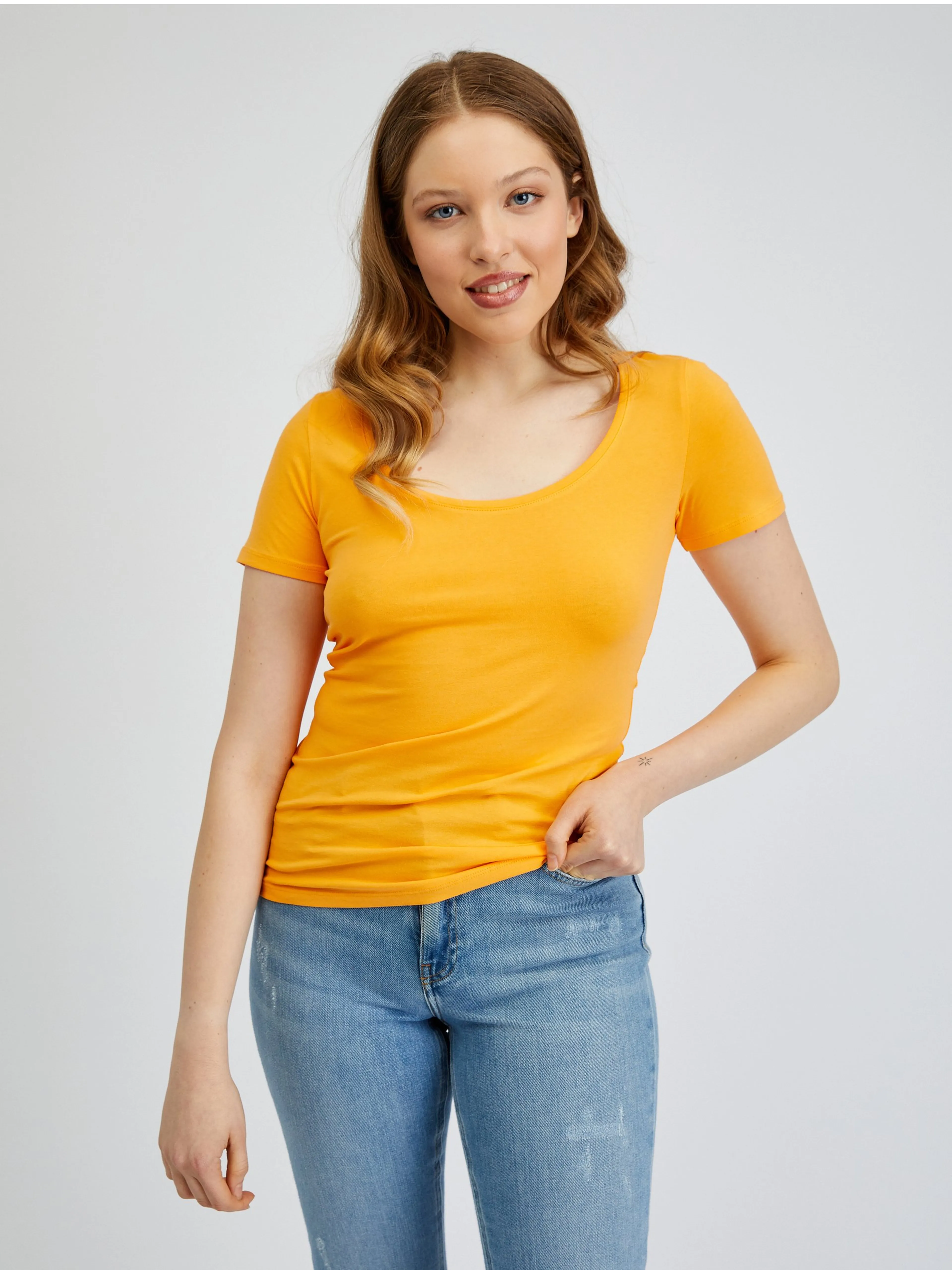 Orangefarbenes Basic-T-Shirt ORSAY