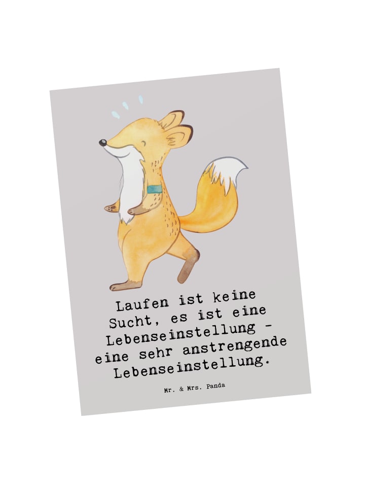 Mr. & Mrs. Panda Postkarte Laufen Lebensstil mit Spruch in Grau Pastell günstig kaufen onesize