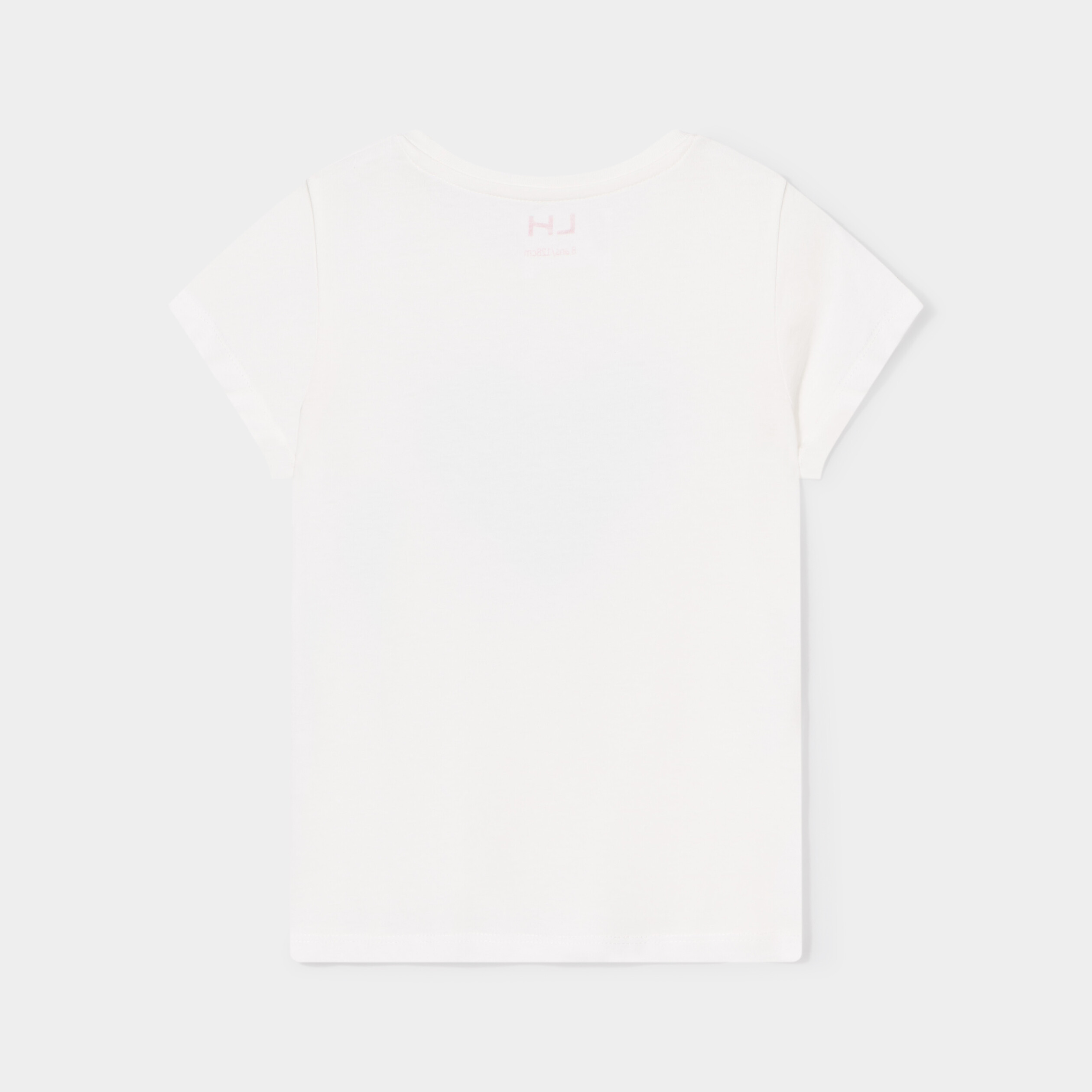 T-shirt col rond manches courtes coton ivoire fille | La Halle