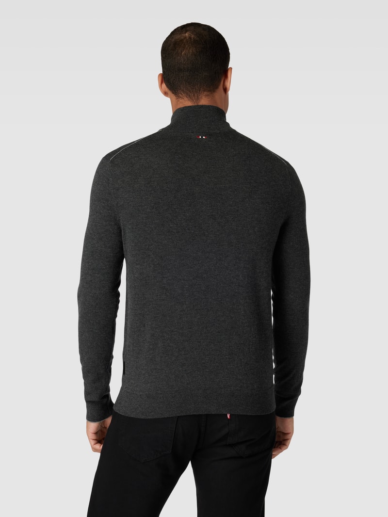 Wollpullover mit Troyer-Kragen in anthrazit