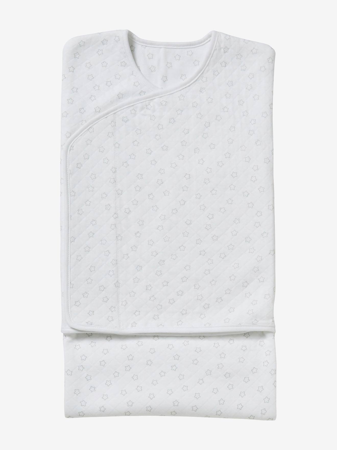 Couverture d'emmaillotage taille 2 VERTBAUDET blanc imprimé étoiles