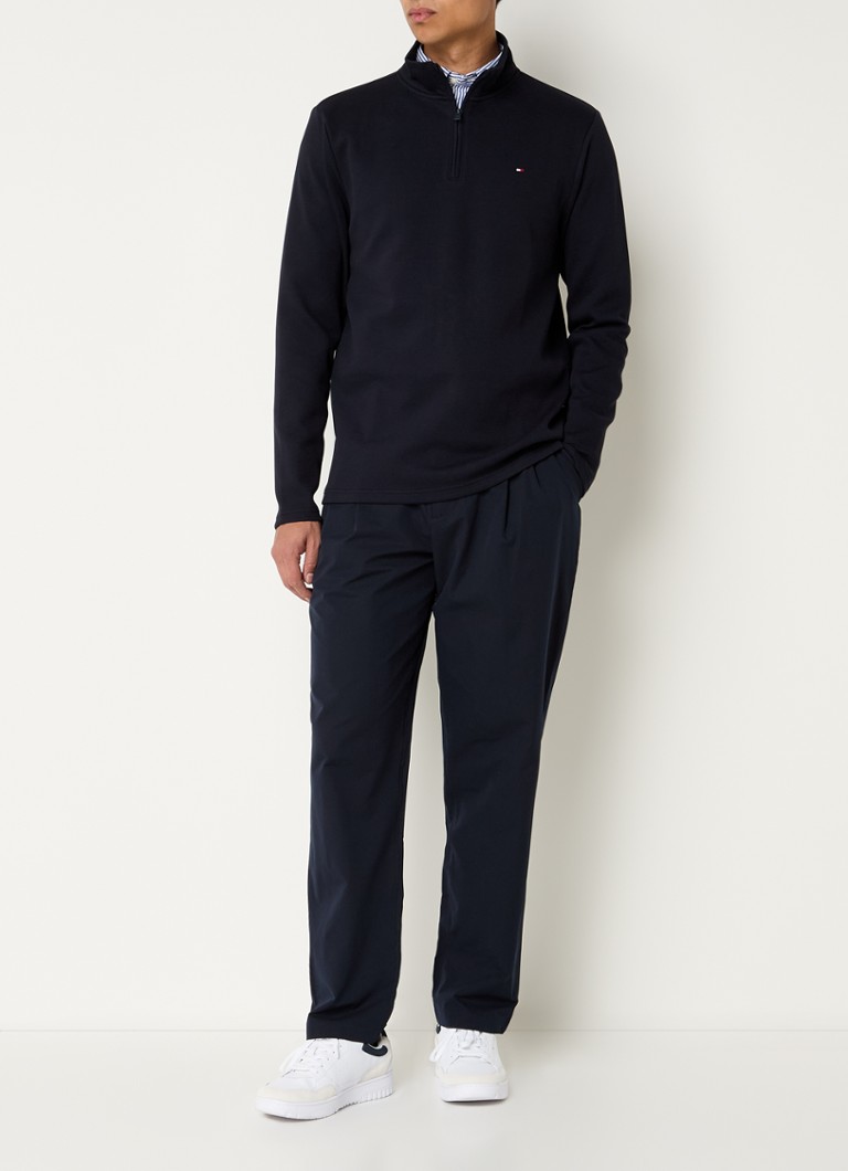 Pull Tommy Hilfiger en maille fine avec demi-zip et logo