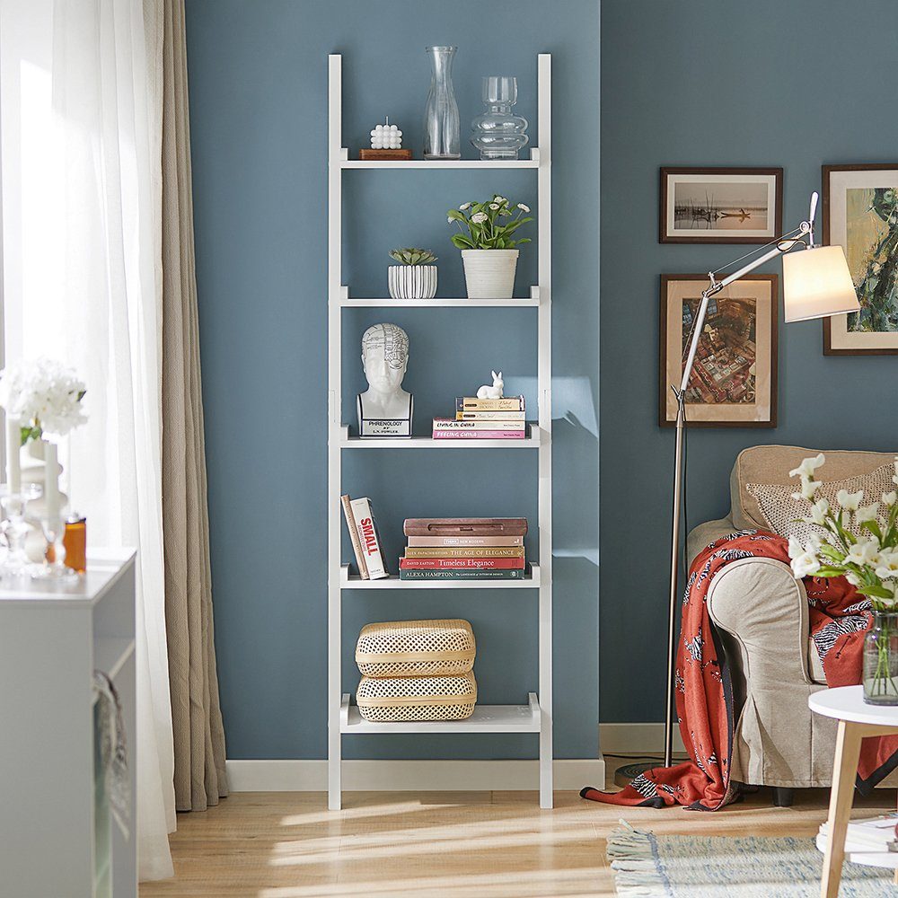 SoBuy Leiterregal FRG17, Standregal Bücherregal Badregal Wandregal mit 5 Ebenen