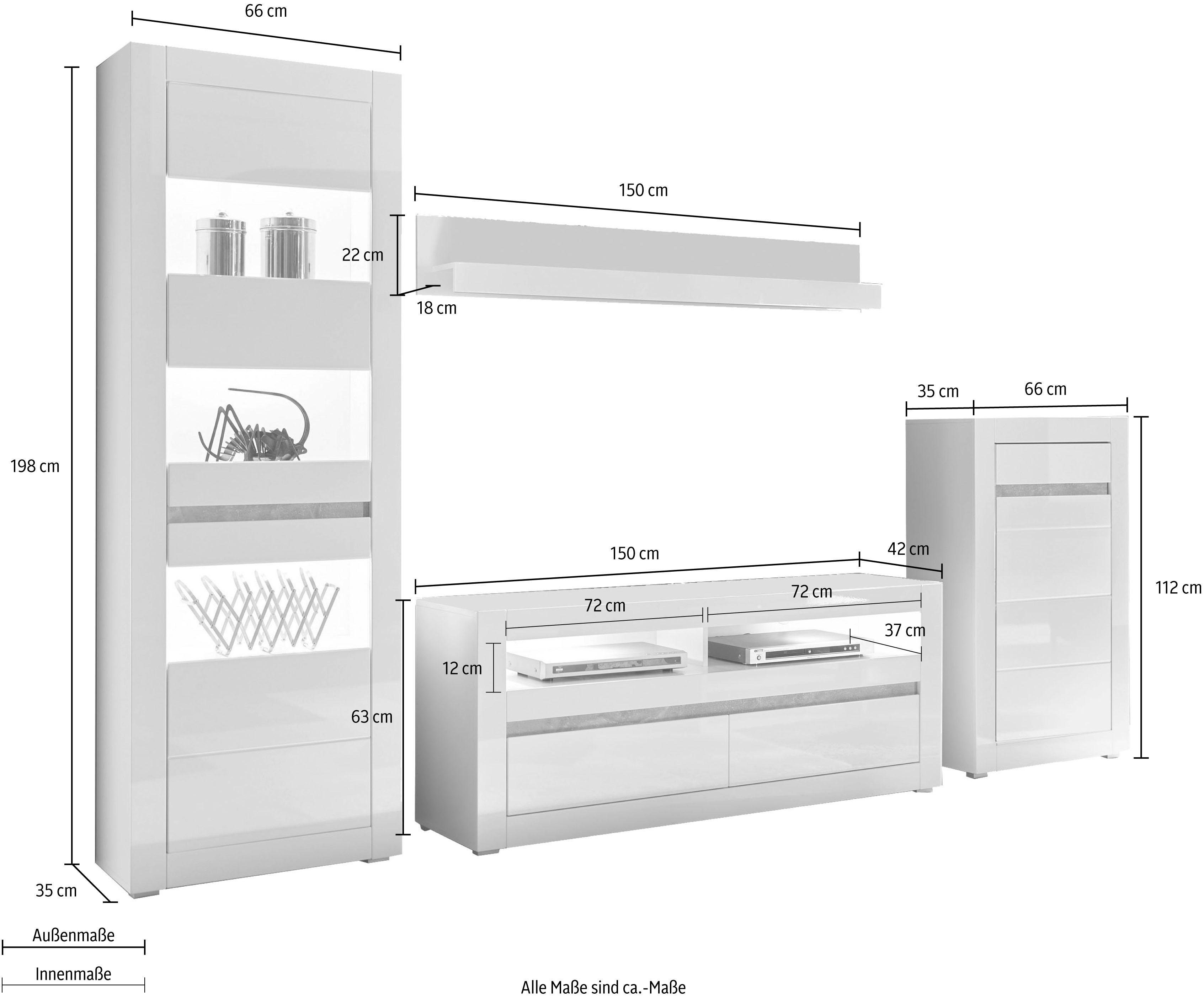 INOSIGN Wohnwand Carat, (Set, 4-St)