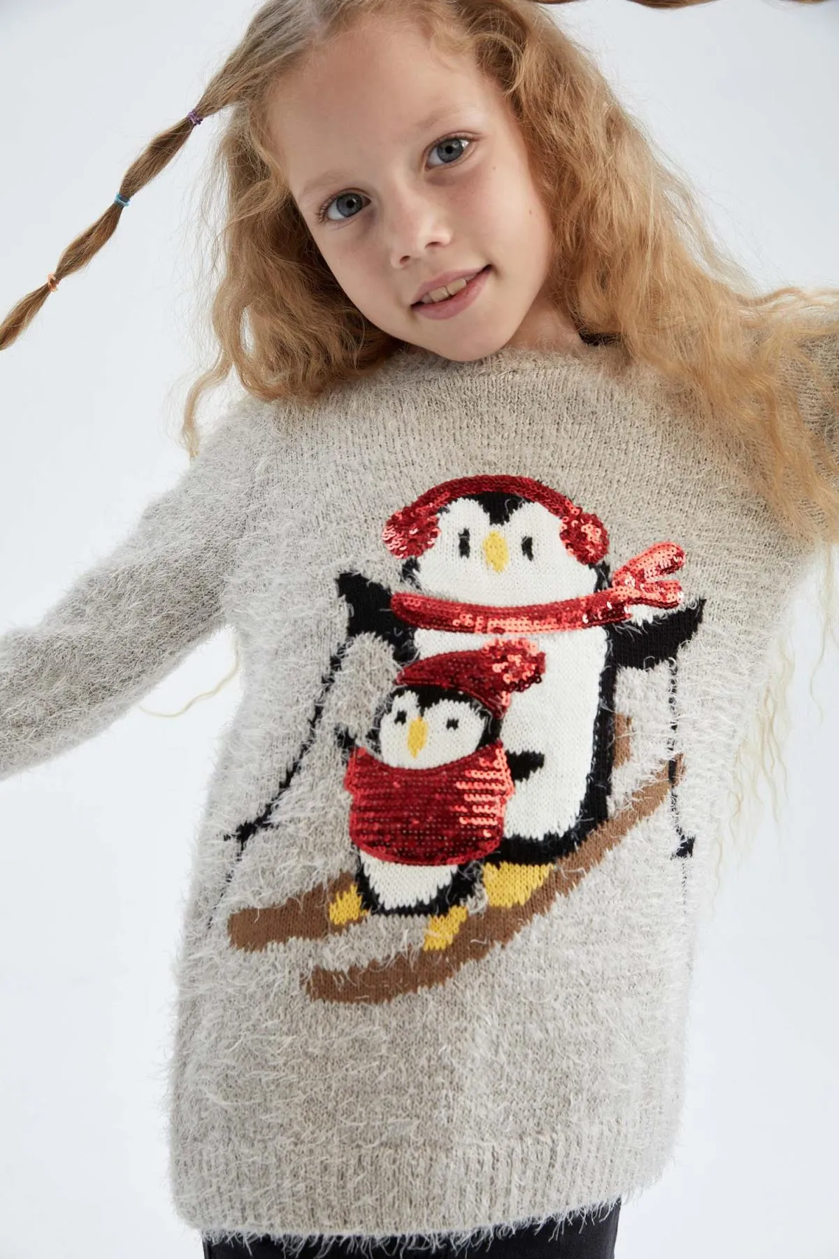 DeFacto  Mädchenpullover mit Rundhalsausschnitt und Neujahrsmotiv