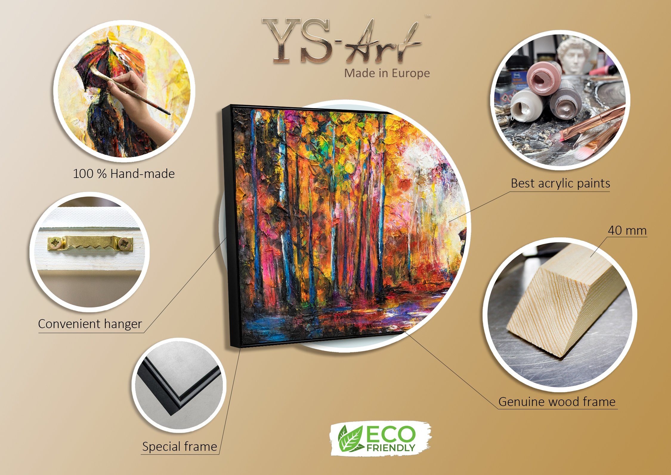 YS-Art Gemälde Erschaffung, Romantisches auf Leinwand Bild Handgemalt Pärchen mit Rahmen