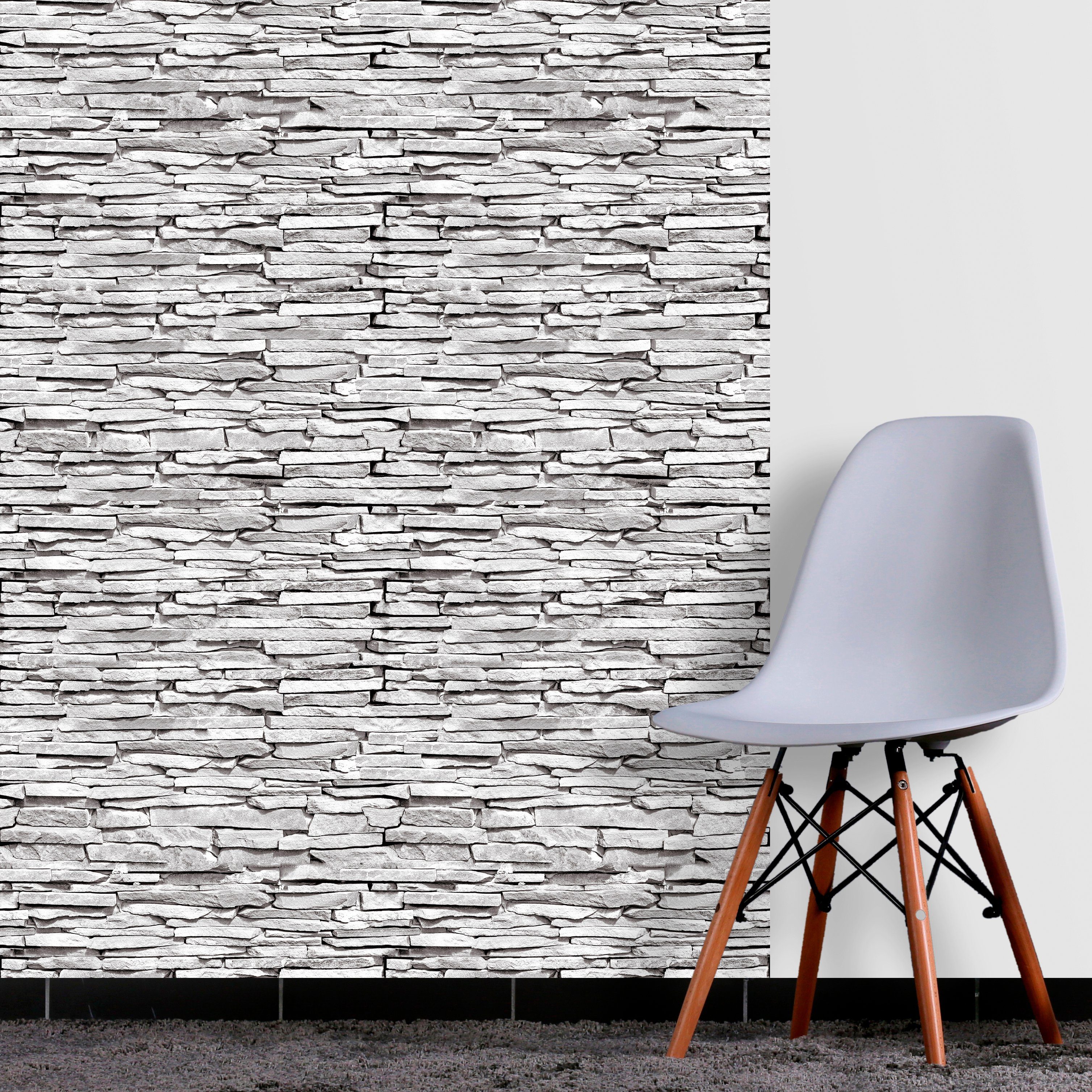 queence Vinyltapete Fatjete, Steinoptik, 90 x 250 cm, selbstklebend