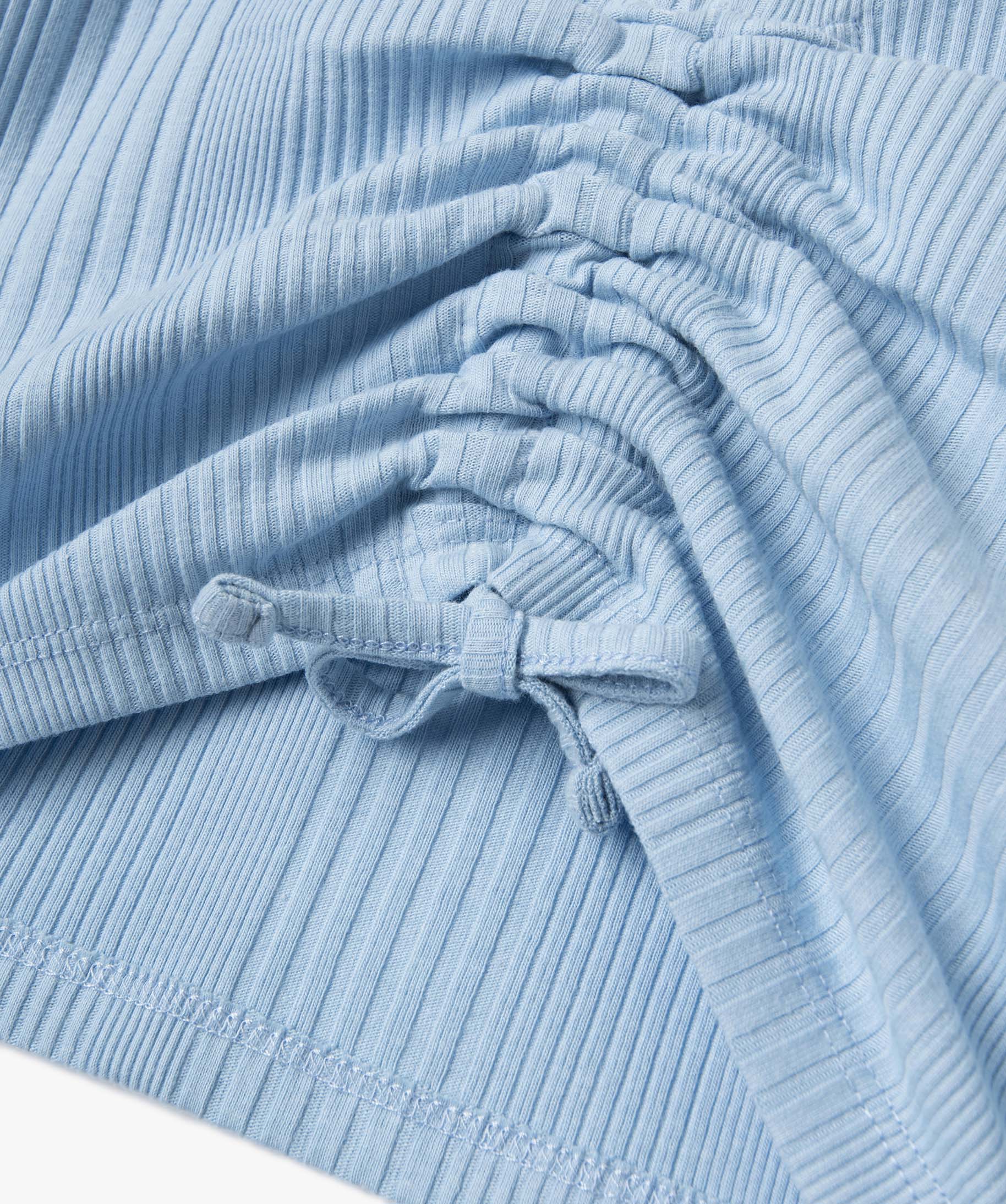 Tee-shirt fille en maille ctelée avec cordons coulissant ... bleu | GEMO