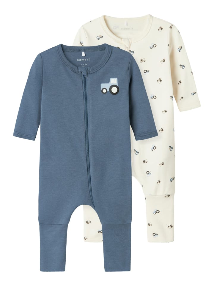 name it 2er Pack Schlafstrampler NBMNIGHTSUIT JET TRACTOR in jet stream günstig kaufen