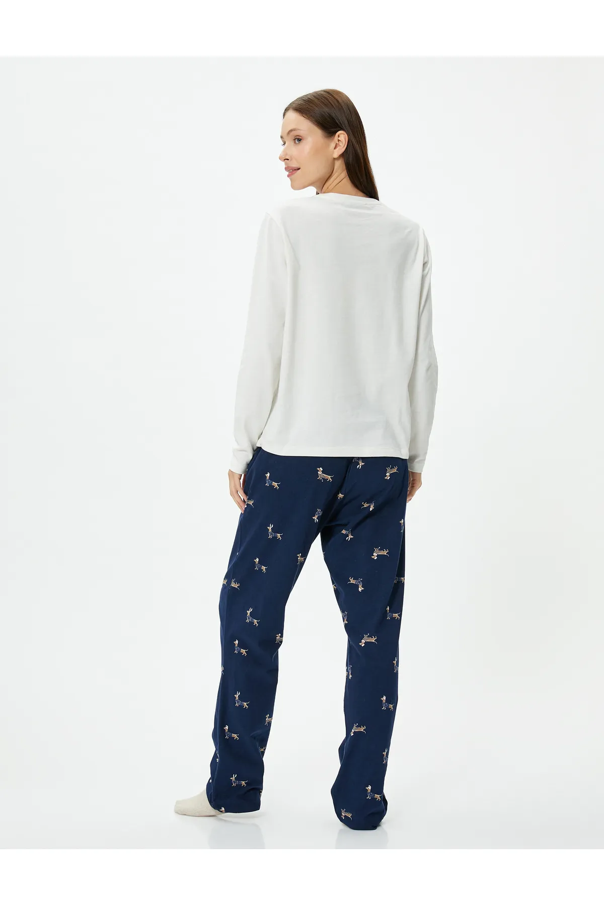 Koton  Pyjama-Set aus Baumwolle mit langen Ärmeln, bedruckt und geradem Bein