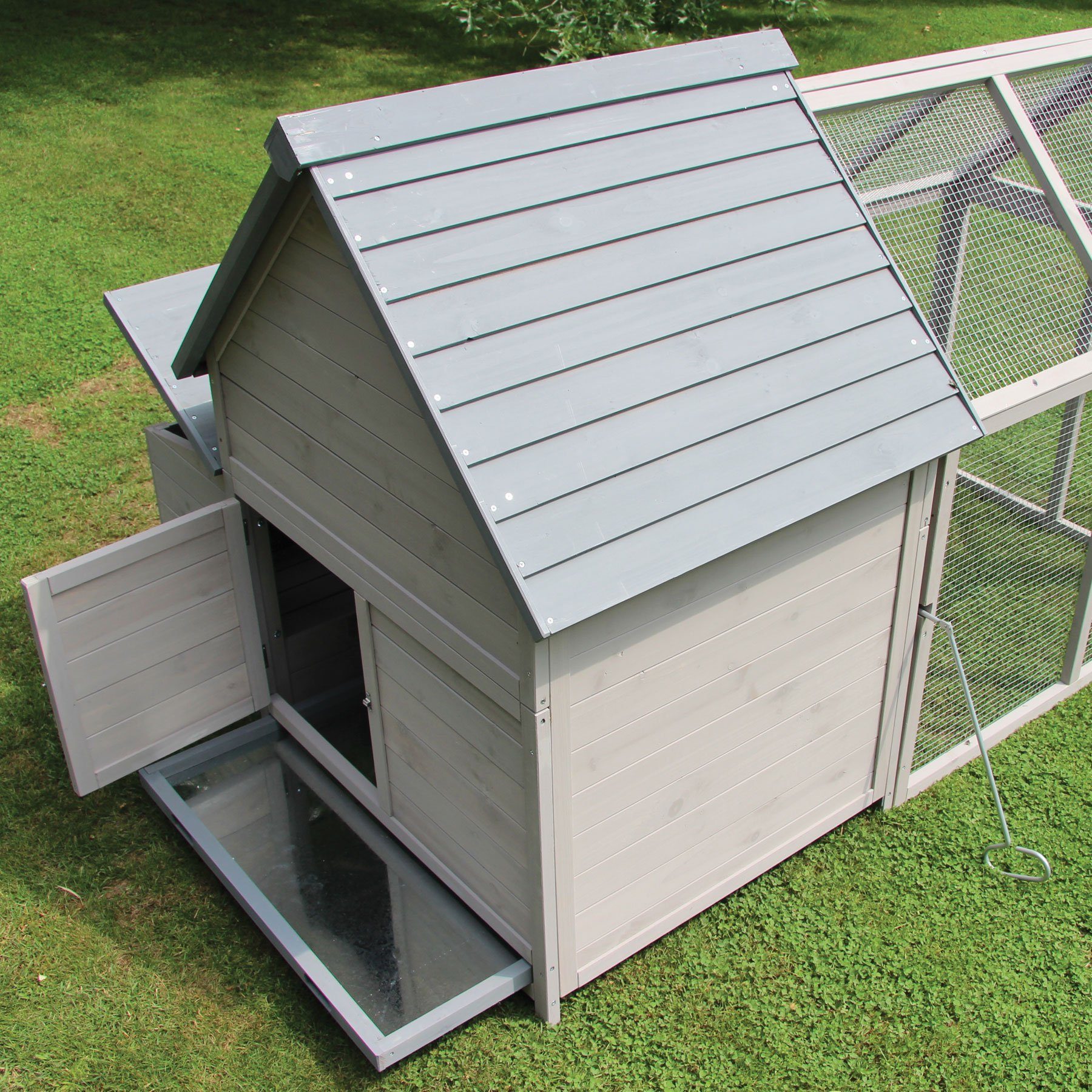 NYVI Hühnerstall Hühnerstall XXL 166 x 121 x 112 Hühnerhaus mit Auslauf und Nistkasten, Imprägniertes Holz, winterfest, für 4-5 Hühner, mit Dachpappe