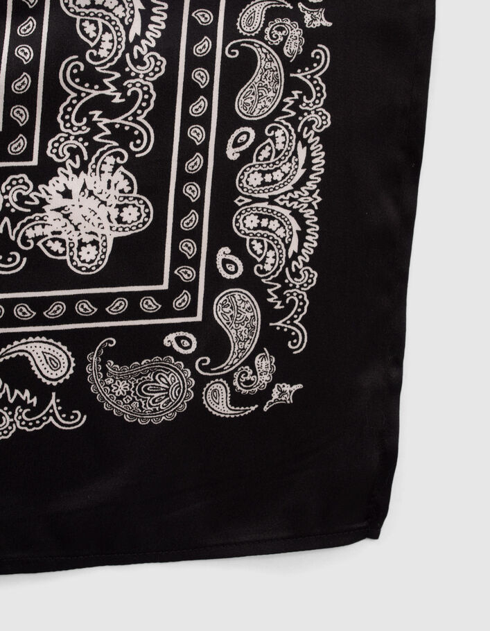 Foulard noir satiné motif bandana fille