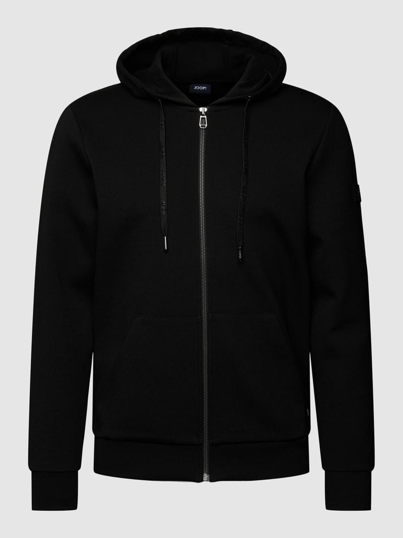 Sweatjacke mit Label-Detail in schwarz