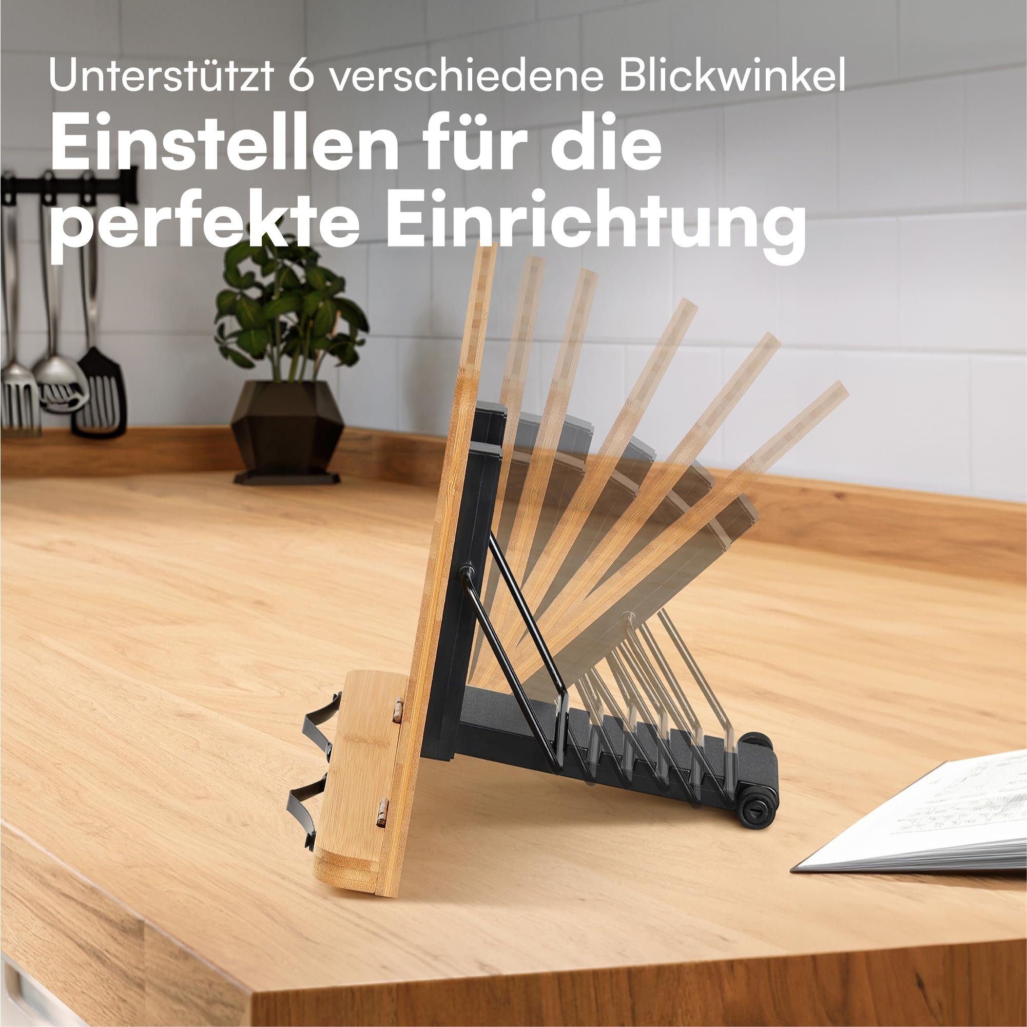 H&S Zeitungsständer Klappbarer Buchständer aus Bambusholz für Kinder, Faltbarer Bambus-Holz Buchständer für Kinder