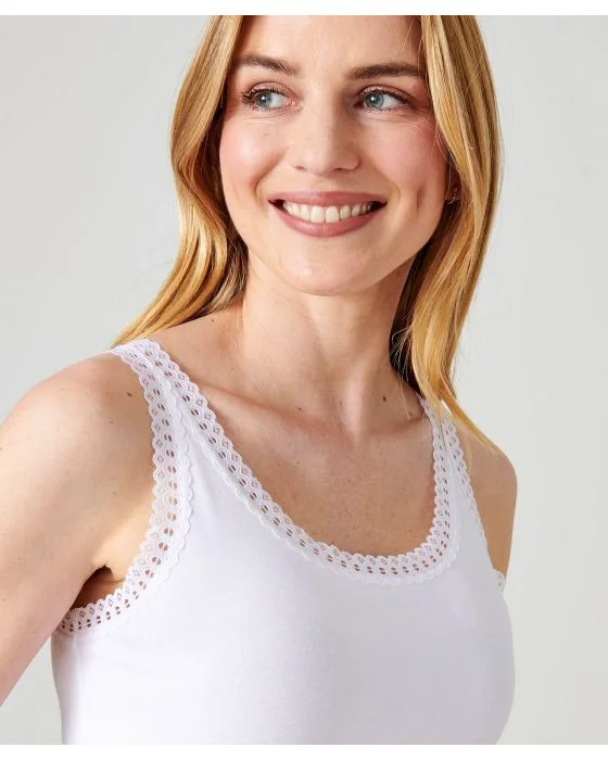 Débardeur Essential en coton extensible, orné de dentelle