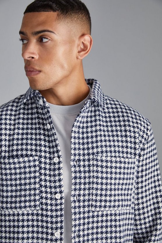 Langärmliges Oversize Jacquard-Overshirt