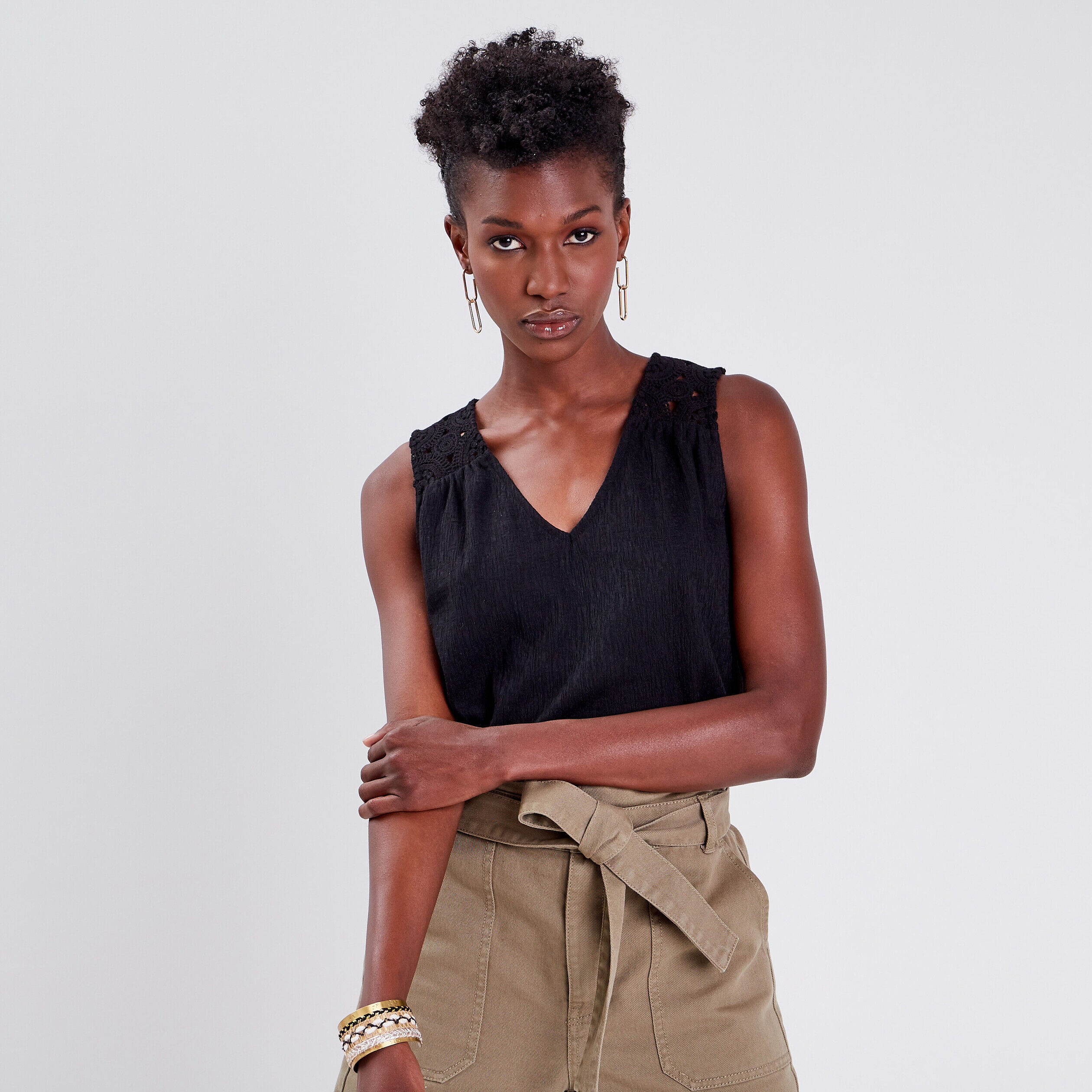 Débardeur bretelles larges noir femme | Cache Cache