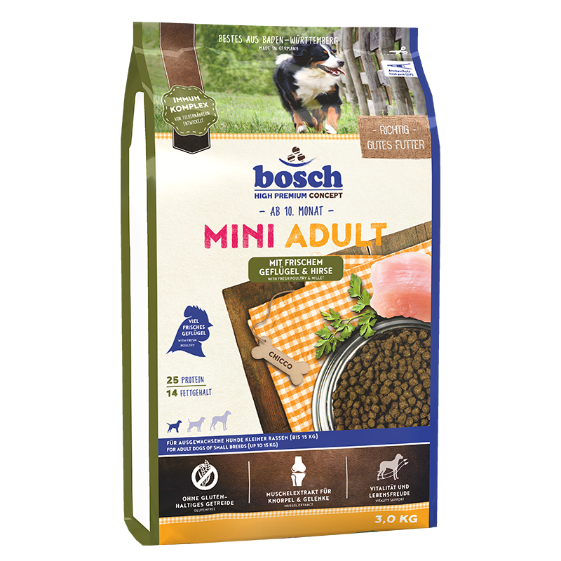 bosch Hundetrockenfutter bosch Mini Adult Geflügel & Hirse 3 kg