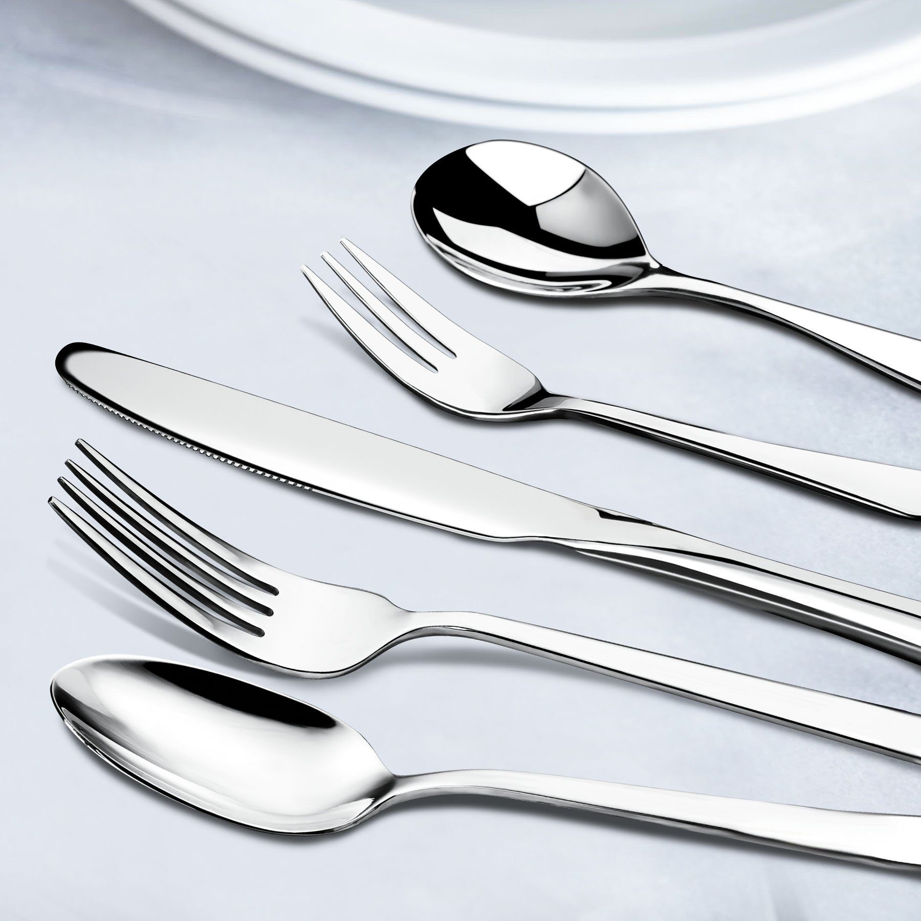 Senmudi Besteck-Set 30-teiliges Edelstahl Besteckset-Elegant&Langlebig-Spülmaschinenfest, Ergonomisches Design für Familien, Feste und Alltag