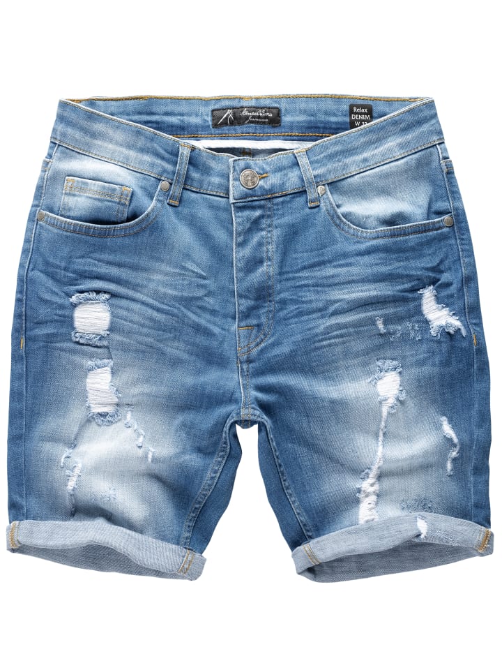 Amaci&Sons Destroyed Jeans Shorts SAN DIEGO in Hellblau günstig kaufen