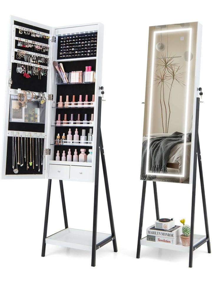 COSTWAY Schmuckschrank mit LED & Ablage in Weiß günstig kaufen onesize