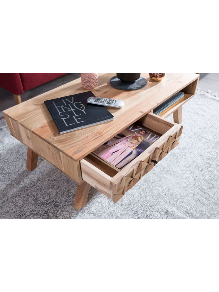 KADIMA DESIGN Couchtisch REWA 95x35x50cm Massivholz Sofatisch, Design günstig kaufen onesize