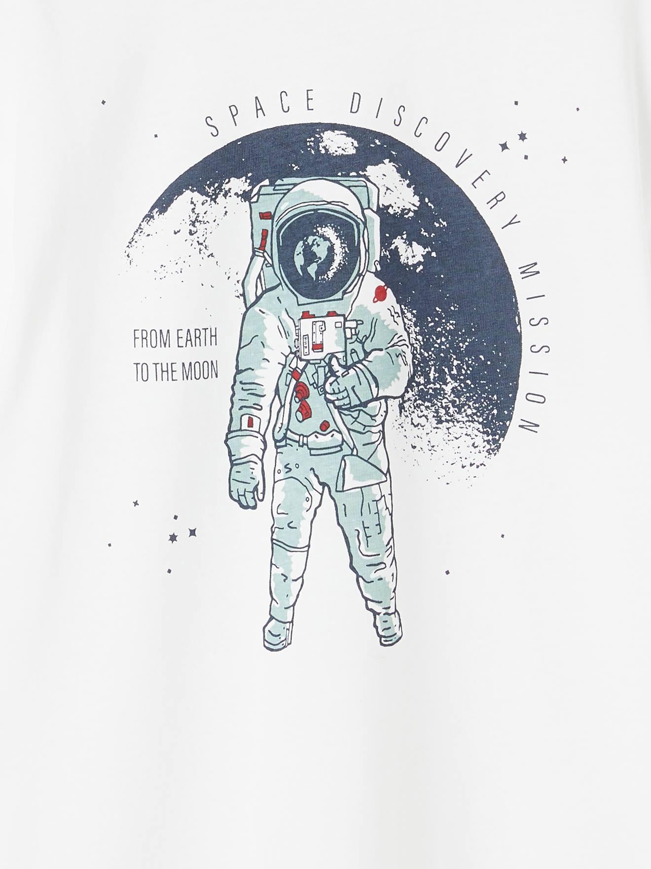 Vertbaudet Jungen T-Shirt mit Astronaut - wollweiß