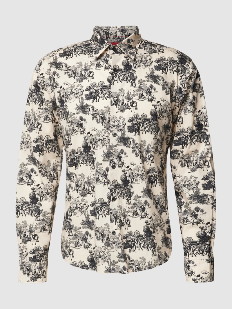 Freizeithemd im Allover-Look Modell 'Ermo' in offwhite