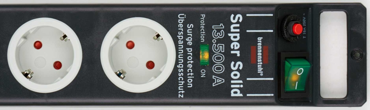Brennenstuhl 1153380315 Super-Solid overspenningsvern 13 500 A 5-veis svart 2,5 m H05VV-F 3G1.5