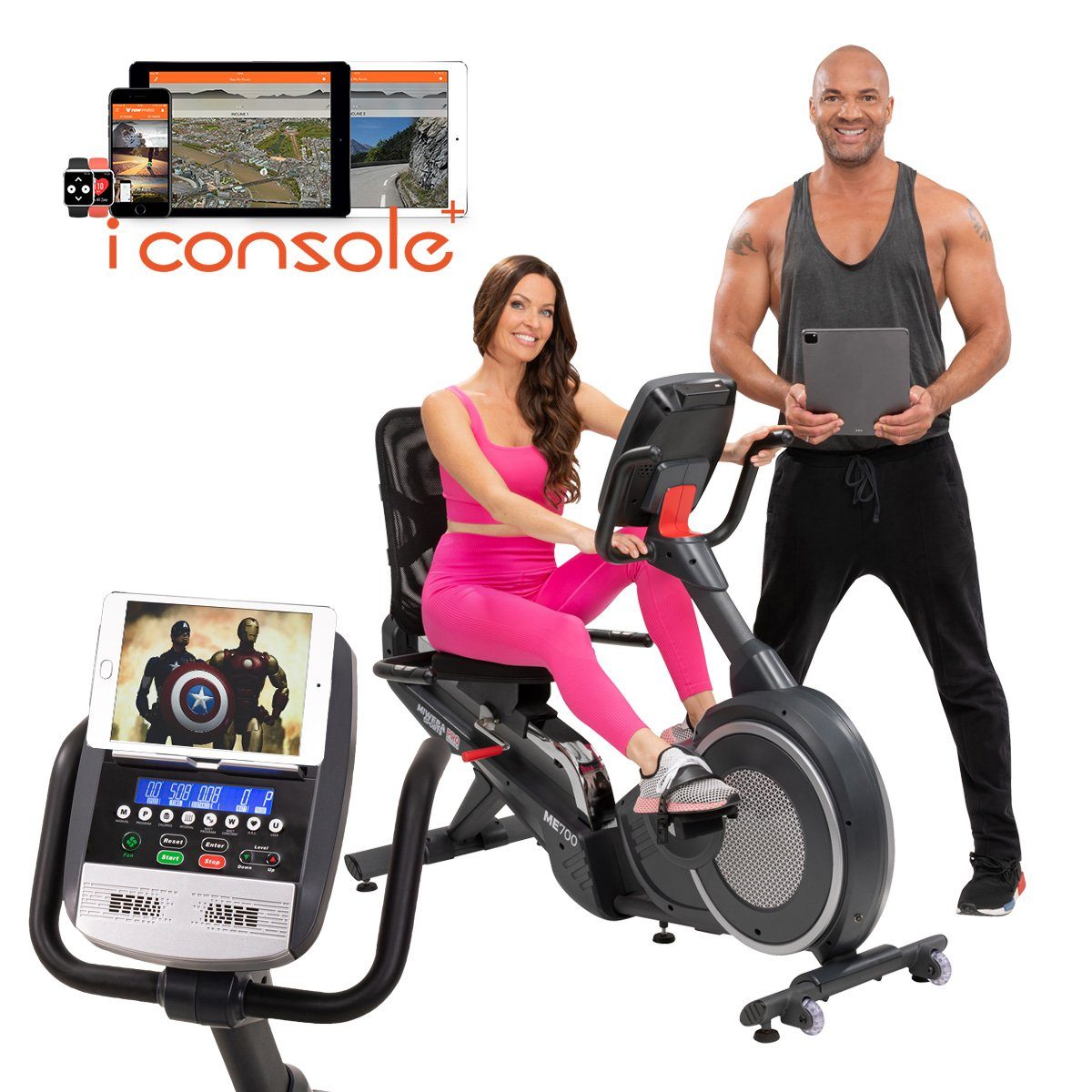 Miweba Sports Ergometer Liegeergometer ME700 mit Herzfrequenzkontrolle - 16 Kg Schwungrad (Fettverbrennung, Intervalltraining, Watt-Programm, Watt konstant, H.R.C. (Herzfrequenzkontrolle), 150 Kg max. Belastbarkeit, Heimtrainer, Liegeheimtrainer, Car