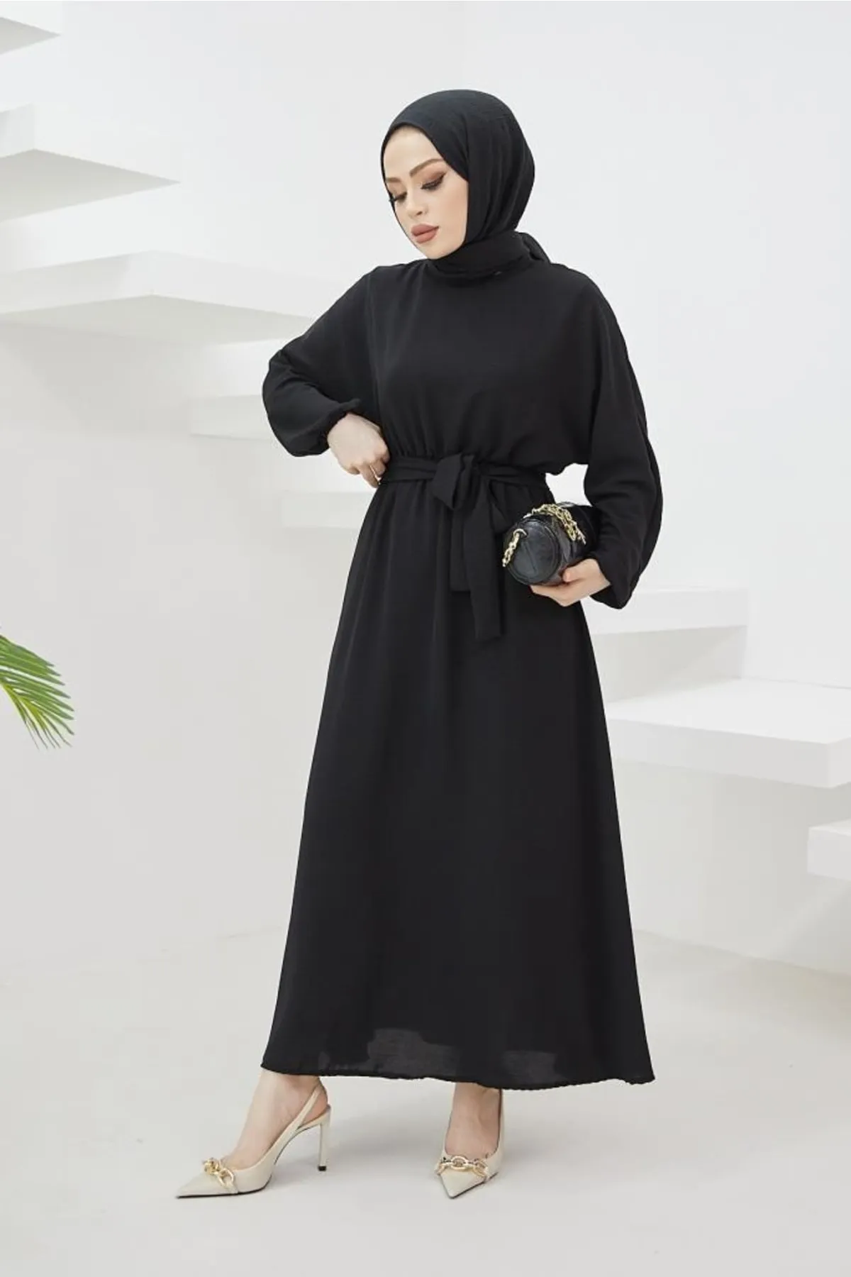 benguen  424-1aerobin Hijab-Kleid Schwarz