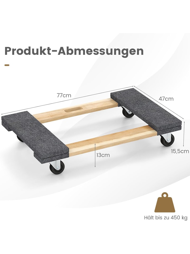 COSTWAY Transportroller bis 450kg in Beige günstig kaufen onesize