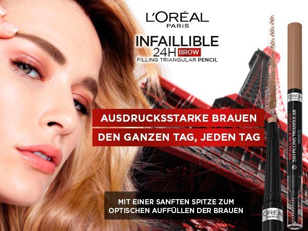 L'ORÉAL PARIS Augenbrauen-Stift L'Oréal Paris Infaillible Brows 24h Pencil, Browliner für ausdrucksstarke Augenbrauen