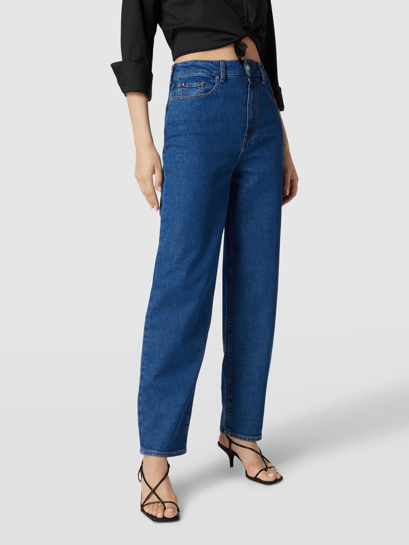 Jeans mit Label-Patch aus Leder in jeans
