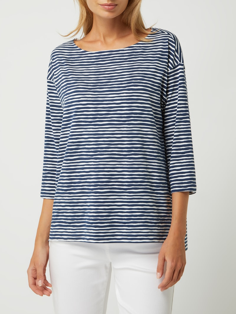 Shirt mit Streifenmuster Modell 'Night2Day' in marineblau