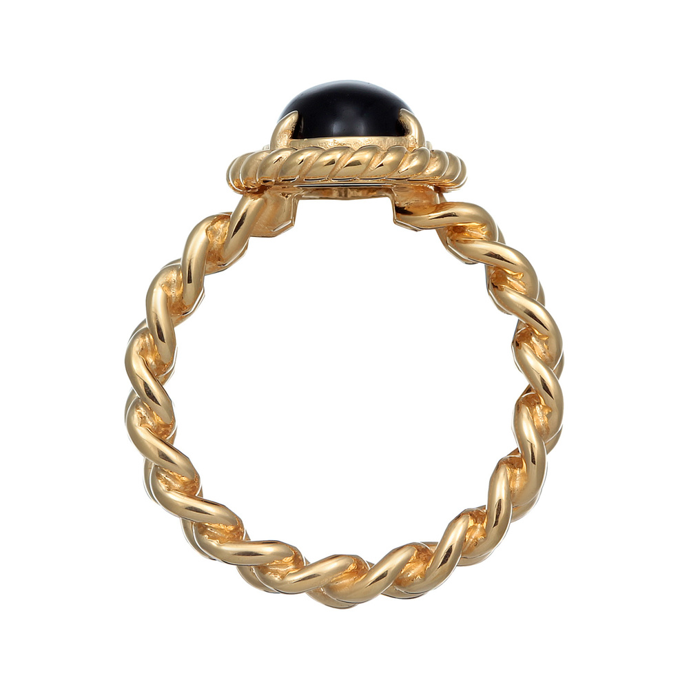 Elli PREMIUM Elli PREMIUM Bague Femmes Solitaire Classique Optique de Chaîne avec Onyx en arge Bague
