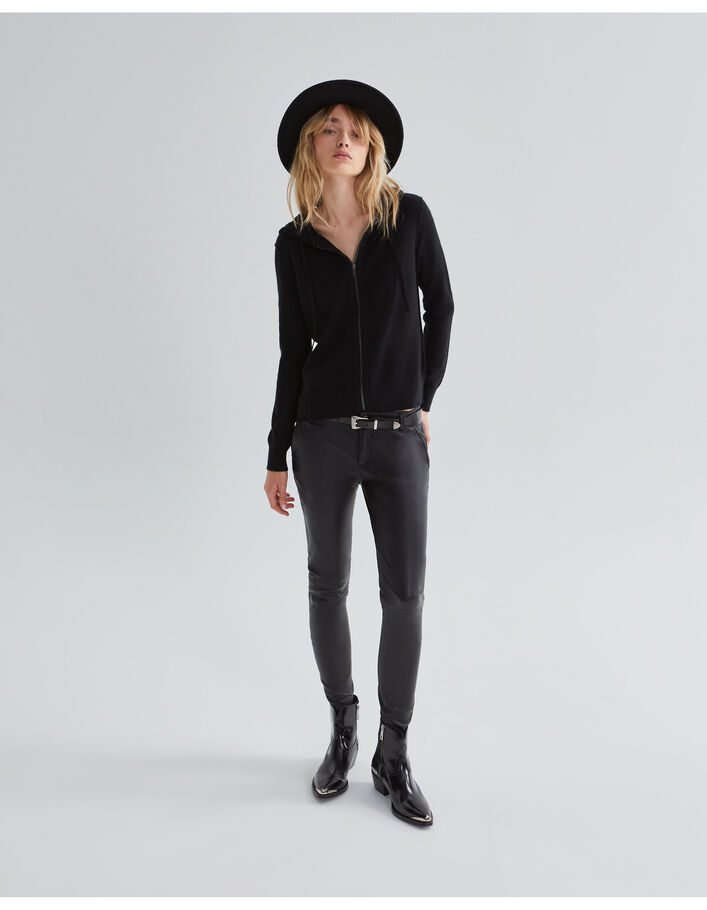 Cardigan à capuche en cachemire motifs chevrons femme