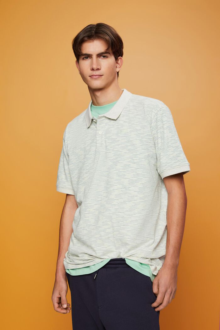 Meliertes Poloshirt mit feinen Streifen