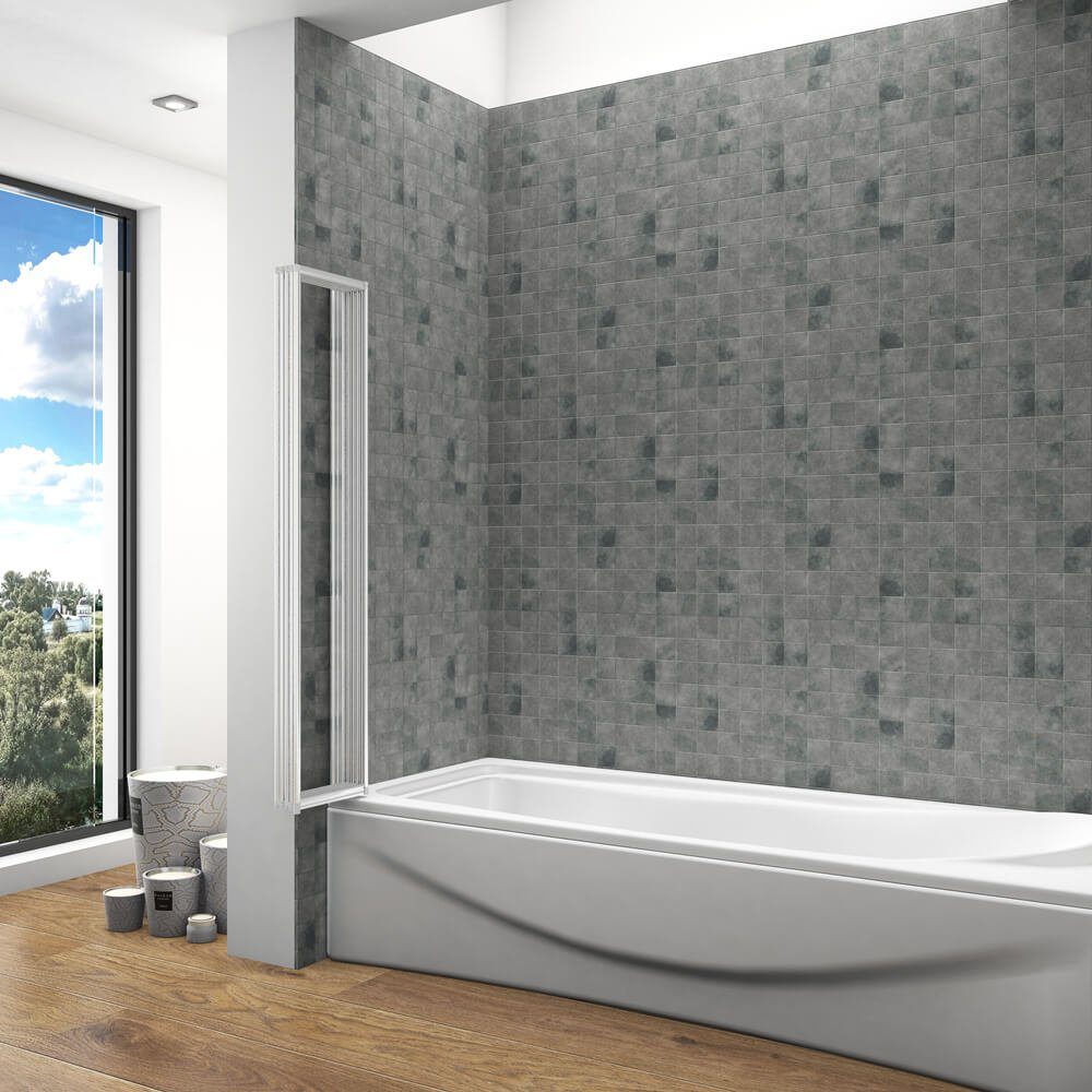 duschspa Badewannenaufsatz Glaswand Faltwand Badewannenaufsatz Duschwand auf Badewanne 120x140cm, Einscheibensicherheitsglas, (Set), Breite 120 cm, Glas