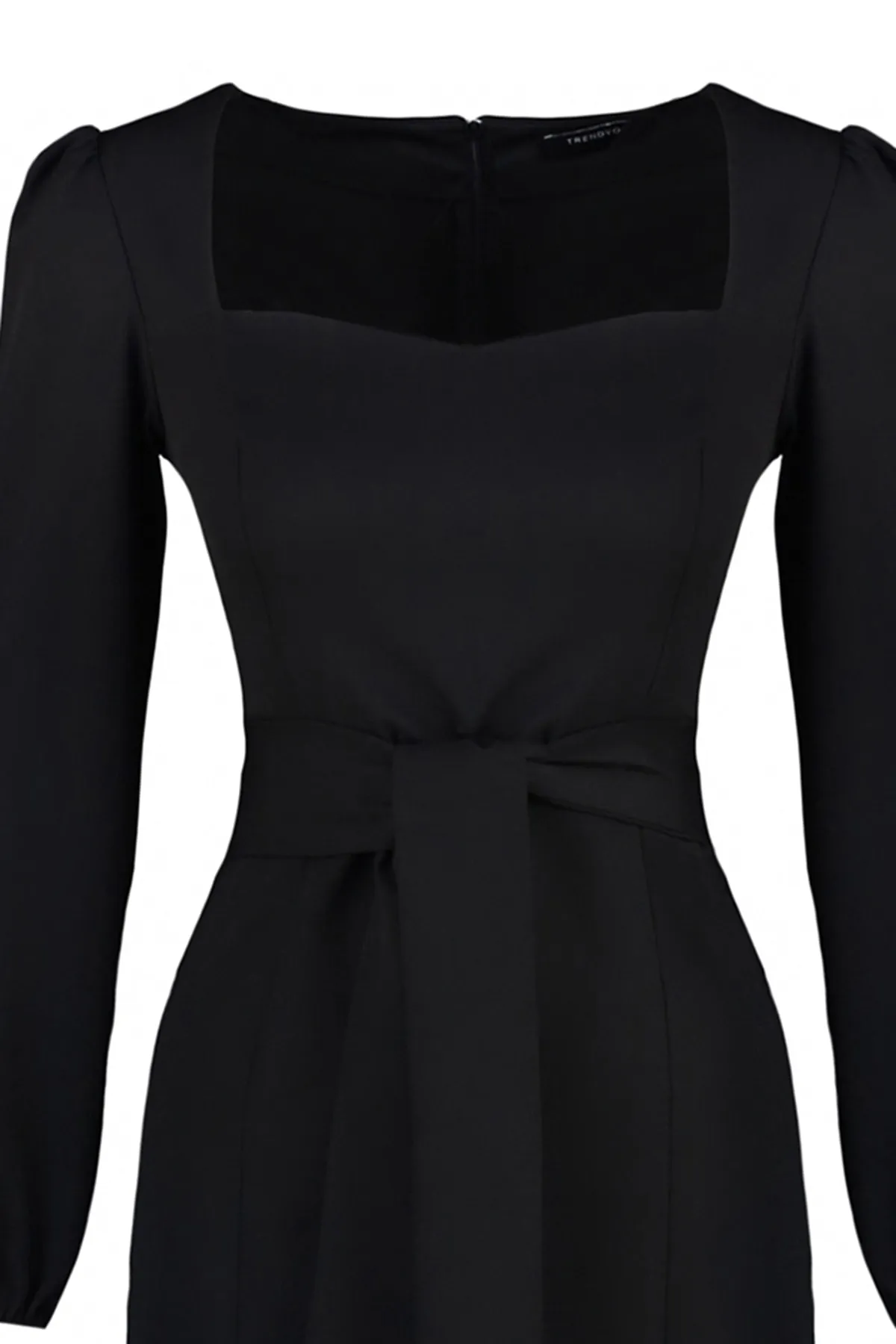 Trendyol Collection  Schwarzes, detailliertes Webkleid mit Krawatte TWOAW23EL00895