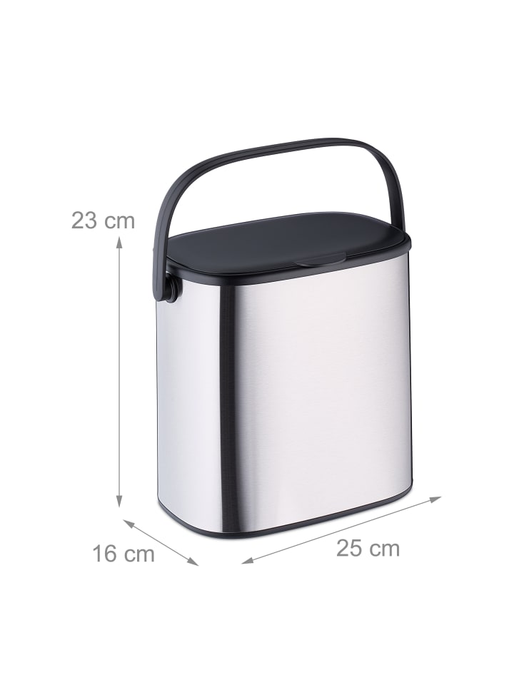 relaxdays Mülleimer in Silber/ Schwarz - 5 l günstig kaufen onesize