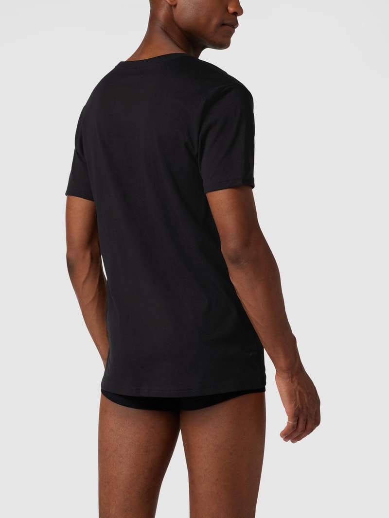 T-Shirt aus Baumwolle mit V-Ausschnitt im 2er-Pack in schwarz