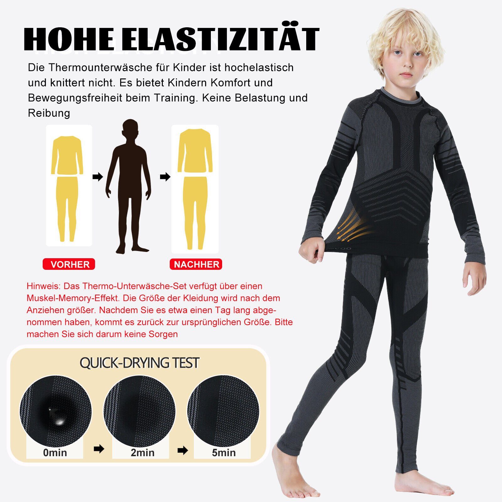 MEETYOO Thermounterhemd Kinder lange Unterhose (Jungen Mädchen Skiunterwäsche, Fleece Funktionswäsche) lange Unterhemd Unterhose
